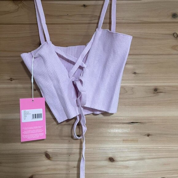 Light Pink Crop Top Tie Back - Picture 1 of 4